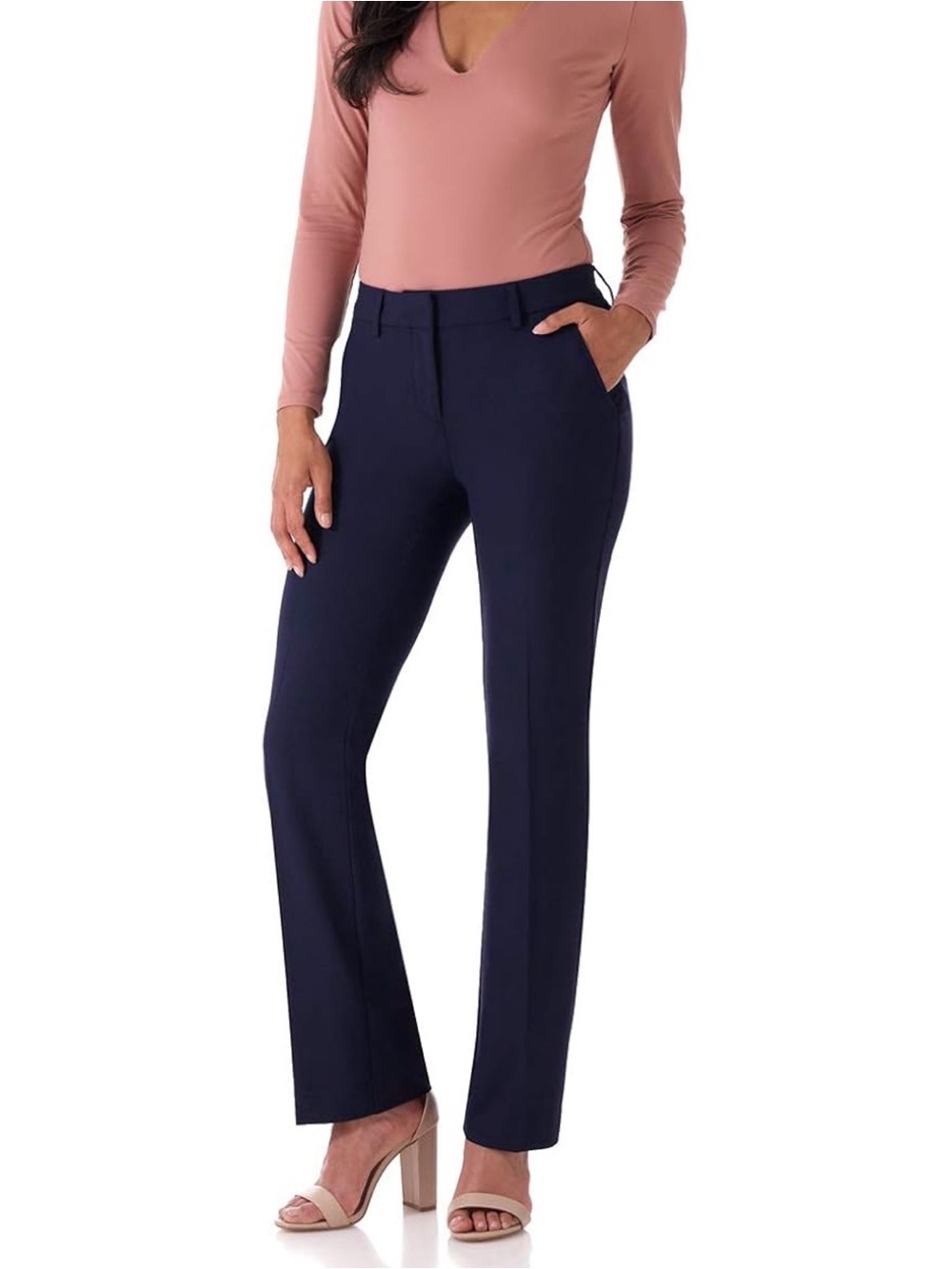 Rekucci | Navy Straight-Leg Zipper Closure Work Trousers